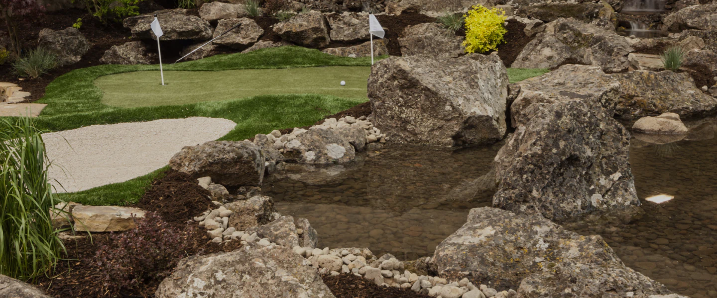 water feature in need of upgrading for golf course